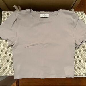 Babaton Light Grey Short Sleeve Sculpt Top